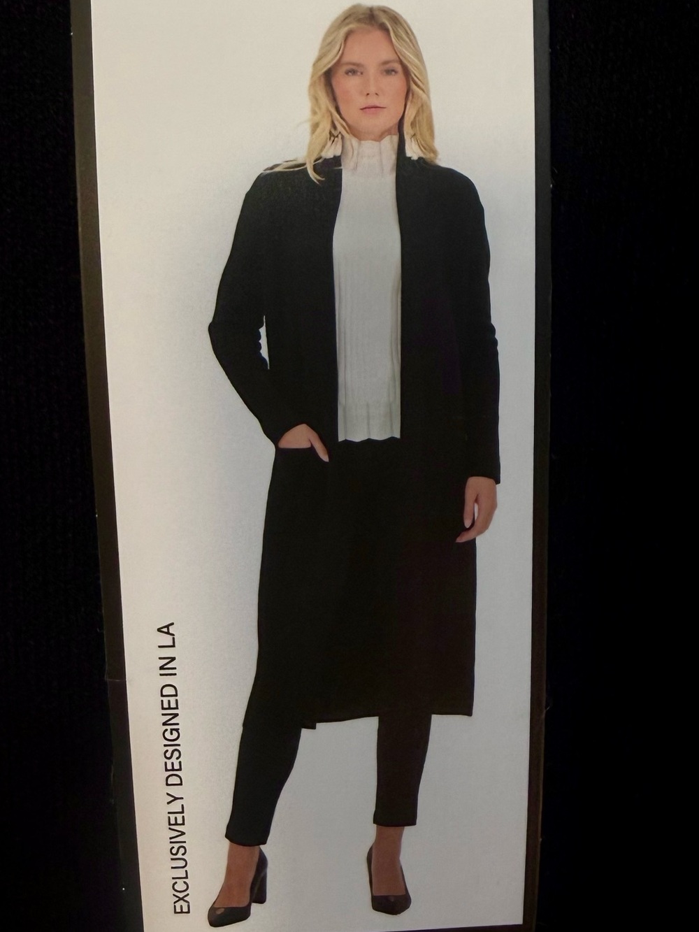 Black Long Open-Front Duster Coatigan - Women's